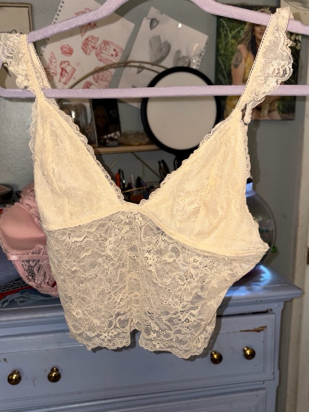 Forever 21 Cream Lace Cami Bralette